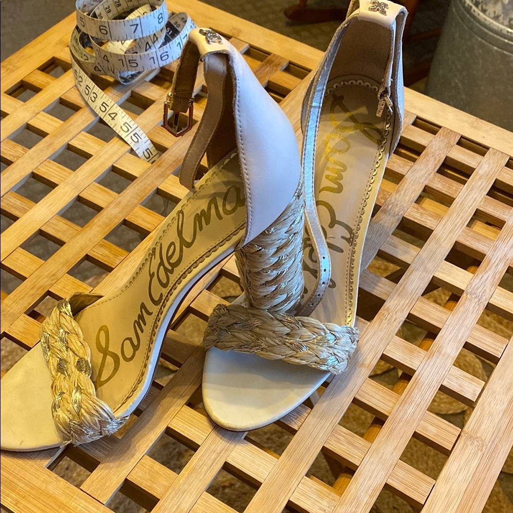 Sam Edelman Beige Woven Heel Sandals
